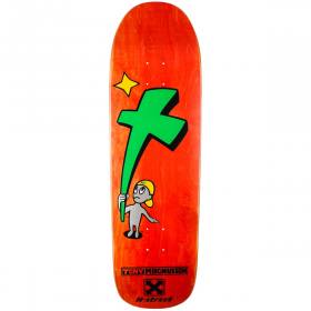 9x32.25 H-Street T-Mag Kid & Cross Park & Pool Shaped Deck - Red Stain/Green Cross
