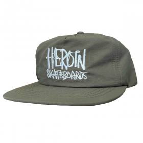 Heroin Script Nylon Snapback Hat- Olive