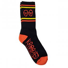 Krooked Eyes Crew Socks - Brick/Red/Yellow