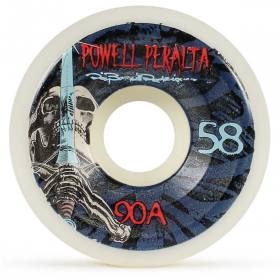 58mm 90a Powell Peralta Ray Bones Skull & Sword 4 Wheels - White