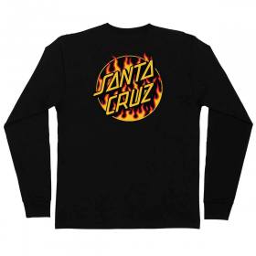 Santa Cruz X Thrasher Flame Dot Midweight Long Sleeve T-Shirt - Black