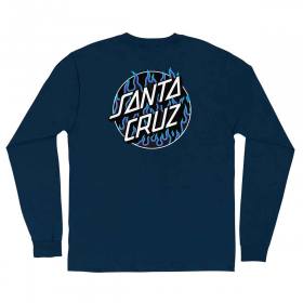 Santa Cruz X Thrasher Flame Dot Midweight Long Sleeve T-Shirt - Navy