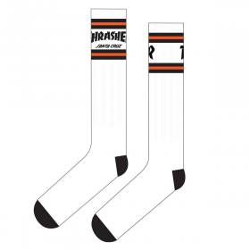 Santa Cruz X Thrasher SC Strip Tall Crew Socks - White