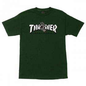 Santa Cruz X Thrasher Screaming Logo Heavyweight T-Shirt - Forest