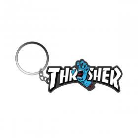 Santa Cruz X Thrasher Screaming Logo Keychain - Black/Blue