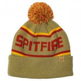 Spitfire Wheels Classic 87 Fill Pom Beanie - Tan/Gold/Red