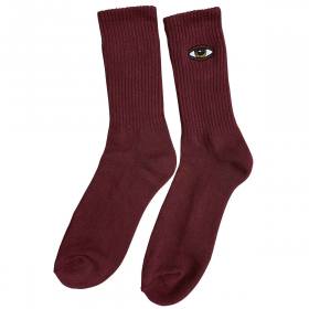 Toy Machine Sect Eye Embroidered Crew Socks - Burgundy