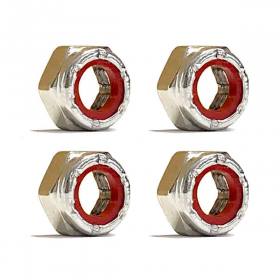 Ace Trucks Re-Threading Axle Nuts - Silver/Red (Set Of 4)