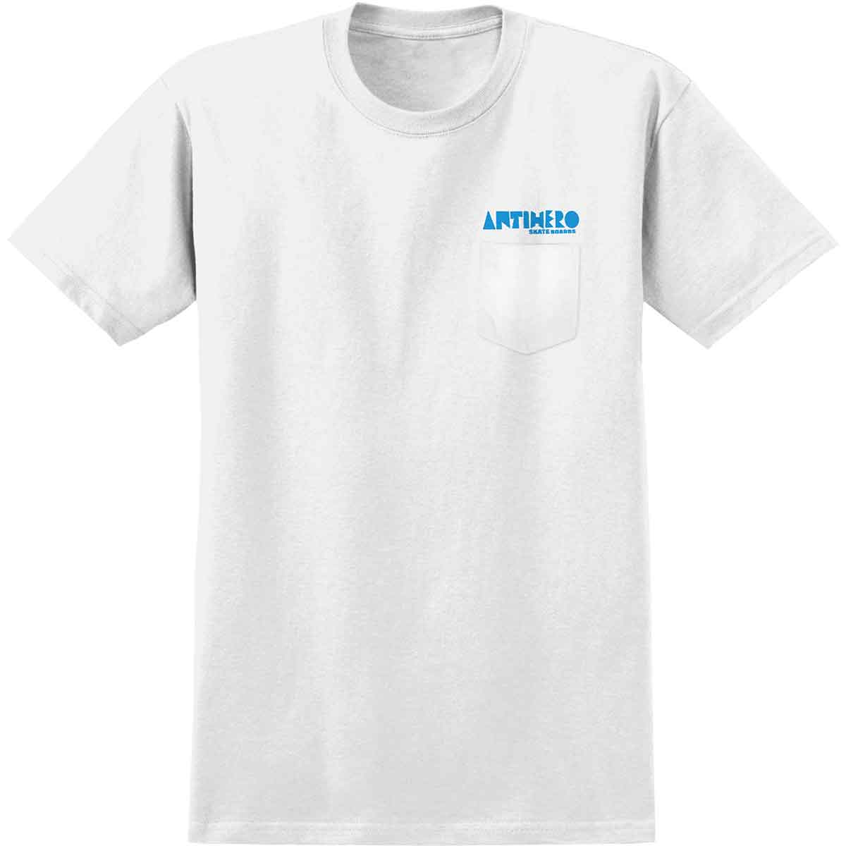 Antihero Skateboards Slingshot Pocket T-Shirt - White/Light Blue 