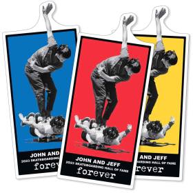 Black Label John and Jeff "FOREVER" Skateboarding Hall of Fame SE Sticker - Blue 2.25" x 5.25"