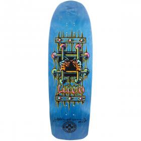 10x32.875 Black Label John Lucero OG Bars Cross Shaped Deck - Signed - Blue Stain
