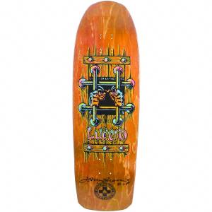 10x32.875 Black Label John Lucero OG Bars Cross Shaped Deck - Signed - Orange Stain