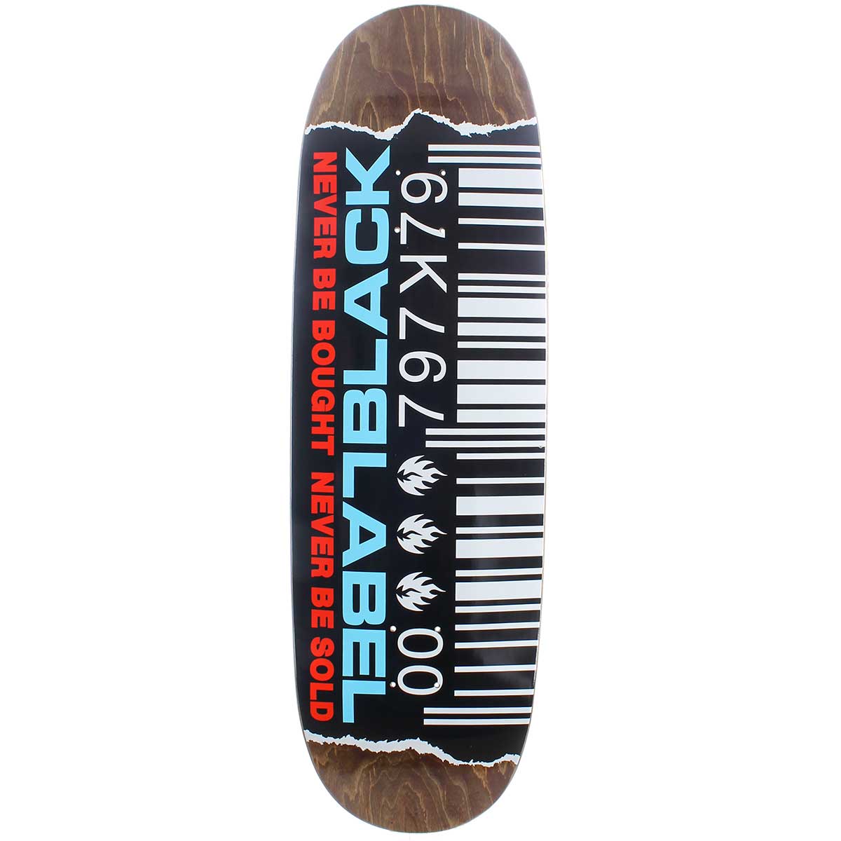 Black Label Ripped Barcode Cutom Egg Shaped Skateboard Deck Brown