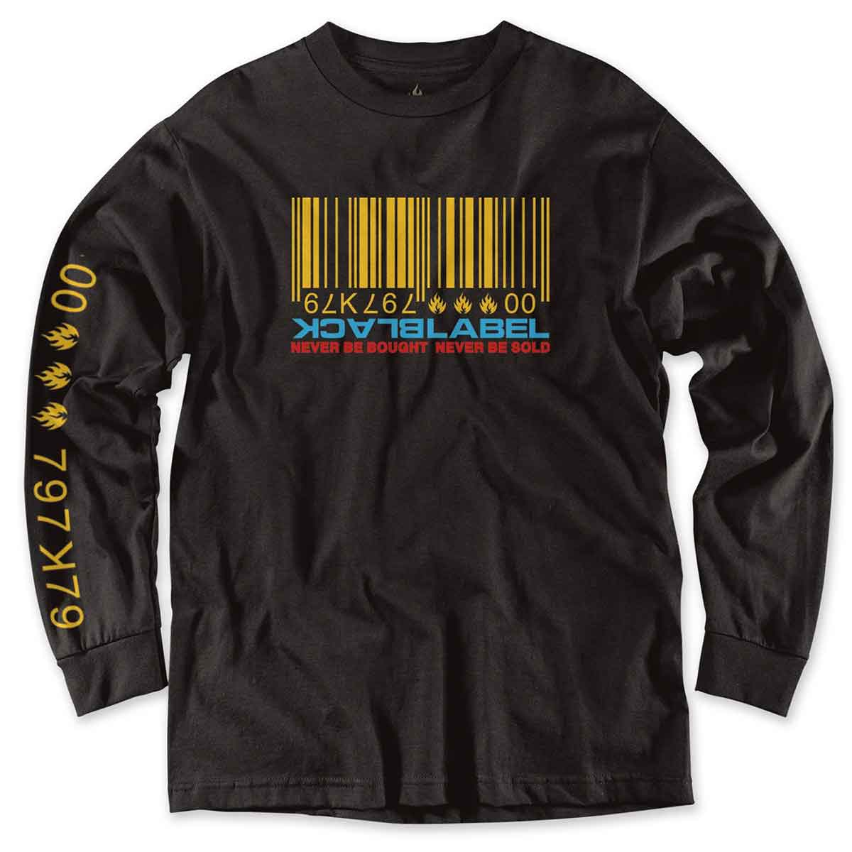 T-Shirt Black Black | Skateboards SoCal - Long Skateshop Label Barcode Sleeve