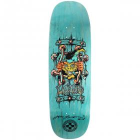 9.5x32.125 Black Label John Lucero X2 Tugboat Shaped Deck - Signed - Teal Stain