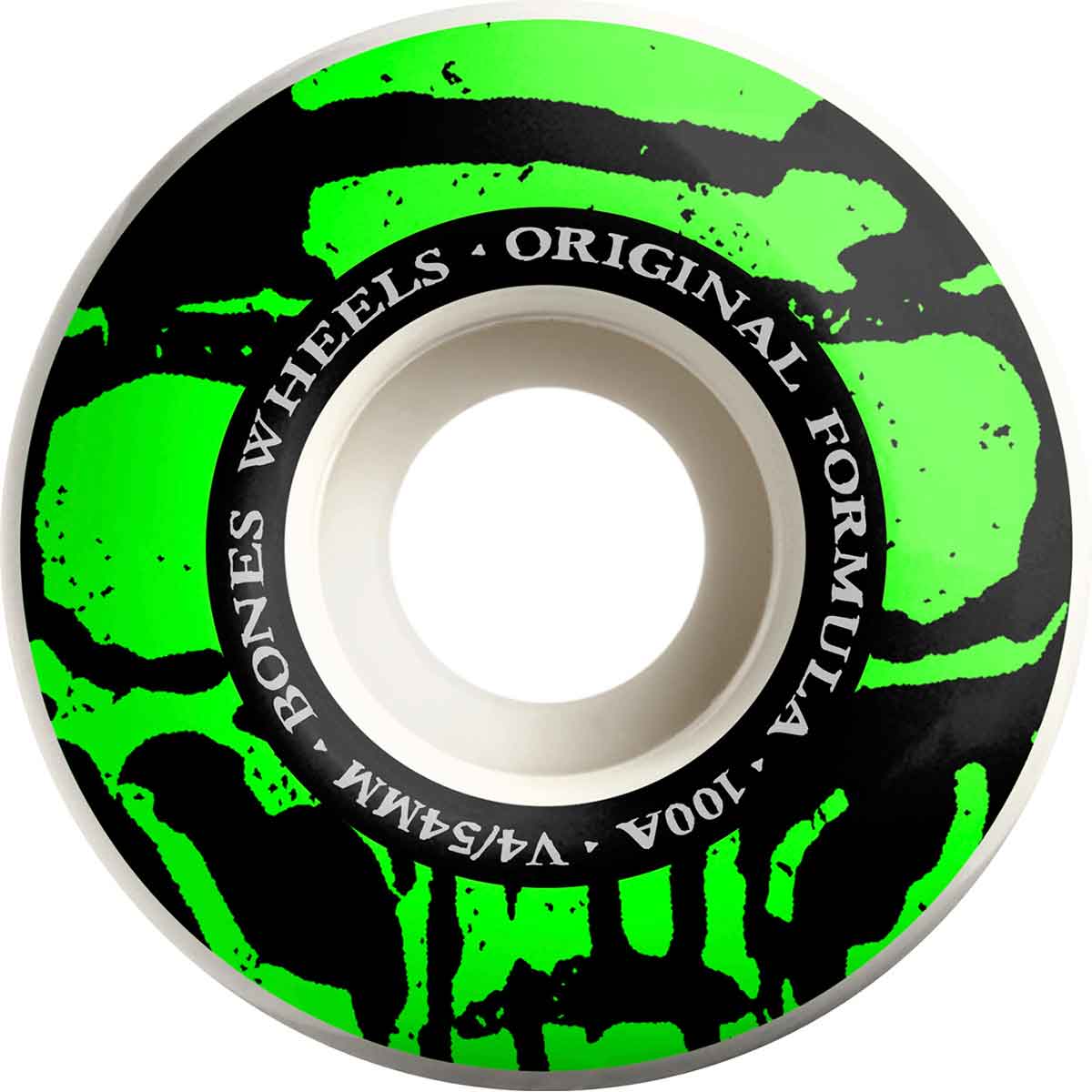 Bones 100s V4 Wide Mummy Skulls Skateboard Wheels - White/Green 54mm ...