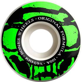 54mm 100a Bones 100s V4 Wide Mummy Skulls Wheels - White/Green