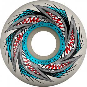 54mm 104a Bones SPF P5 Sidecut Sharknado Wheels - White/Blue