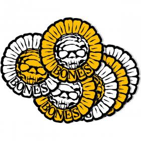 Bones Wheels Pushing Up Daisies Vinyl Die-Cut Sticker - 3" White/Gold