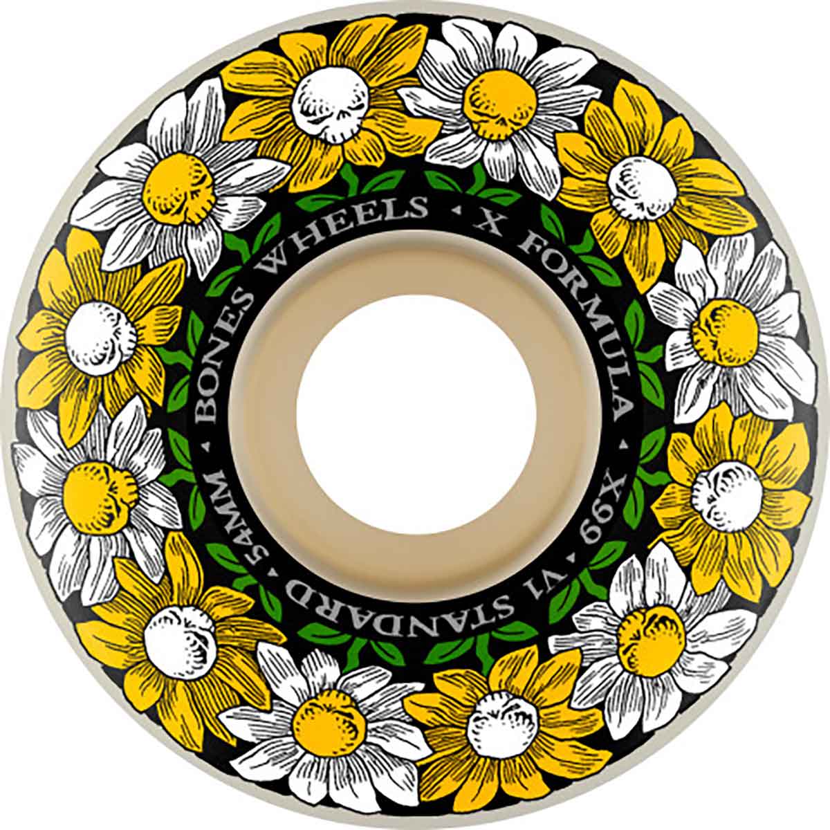 54mm 99a Bones X-Formula V1 Standard Pushing Up Daisies Wheels - White