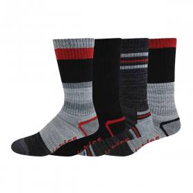 Dickies Striped Performance Crew Socks 4-Pack - Red/Grey