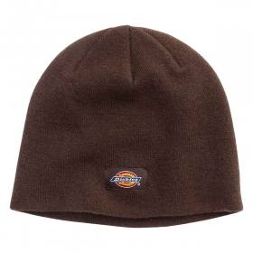 Dickies Woven Logo Label Low Profile Skull Beanie - Dark Brown