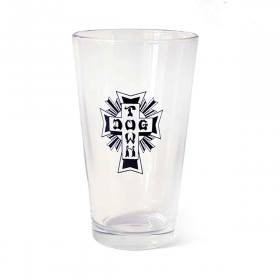 Dogtown Cross Logo Pint Glass 16oz - Clear/Black