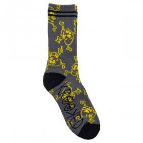 Krooked Style Crew Socks - Charcoal/Yellow/Black