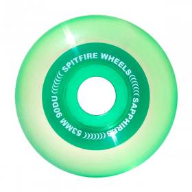 53mm 90D Spitfire Sapphires Soft Cruiser Wheels - Clear/Green