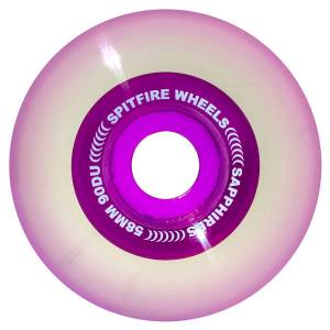 58mm 90D Spitfire Sapphires Soft Cruiser Skateboard Wheels - Clear/Purple