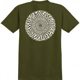 Spitfire Wheels Swirled Classic T-Shirt - Military Green/White