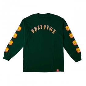 Spitfire Wheels Old E Bighead Fill Sleeve Long Sleeve T-Shirt - Forest Green/Gold/Red