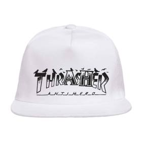 Thrasher X Antihero Pigeon Mag Snapback Hat - White