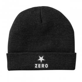 Zero Army Star Embroidered Tight-Knit Cuff Beanie - Black