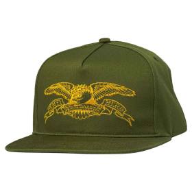 Antihero Basic Eagle Cotton Snapback Hat - Sage/Gold