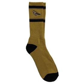 Antihero Basic Pigeon Embroidered Over Calf Crew Socks -Brown/Black/Bronze