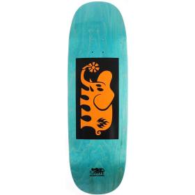 9.5x32.125 Black Label Elephant Block Orange Tugboat Shaped Deck - Teal Stain