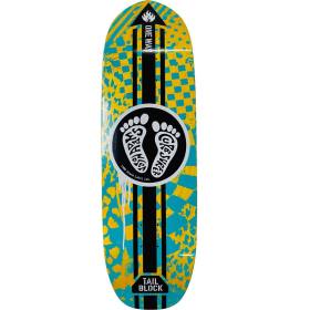 9.75x32.825 Black Label Jason Adams Curb Surfer Shaped Deck - Blue/Yellow Stain