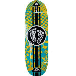 9.75x32.825 Black Label Jason Adams Curb Surfer Shaped Deck - Blue/Yellow Stain