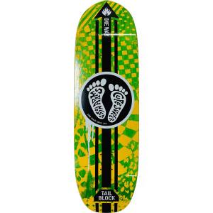 9.75x32.825 Black Label Jason Adams Curb Surfer Shaped Deck - Yellow/Green Stain