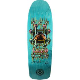 10x32.875 Black Label John Lucero OG Bars Cross Shaped Deck - Signed - Teal Stain