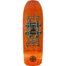 10x32.875 Black Label John Lucero OG Bars Cross Shaped Deck - Signed - Orange Stain