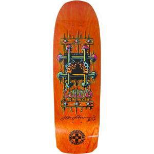 10x32.875 Black Label John Lucero OG Bars Cross Shaped Deck - Signed - Orange Stain