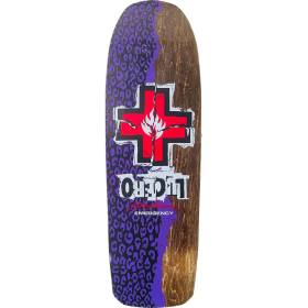 10x32.875 Black Label John Lucero Ripped Cross Cross Shaped Deck - Purple/Brown Stain