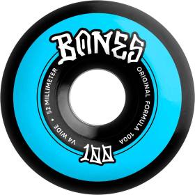 52mm 100a Bones 100s V4 Wide Original OG Wheels - Black/Blue