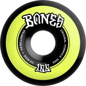 54mm 100a Bones 100s V4 Wide Original OG Wheels - Black/Yellow