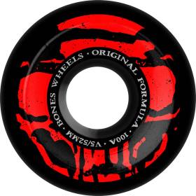 52mm 100a Bones 100s V5 SiceCut Mummy Skulls Wheels - Black/Red