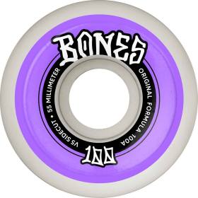 55mm 100a Bones 100s V5 SideCut Original OG Wheels - White/Purple