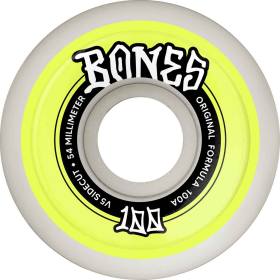 54mm 100a Bones 100s V5 SideCut Original OG Wheels - White/Yellow