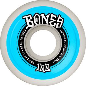 52mm 100a Bones 100s V5 SideCut Originals Wheels - White/Blue